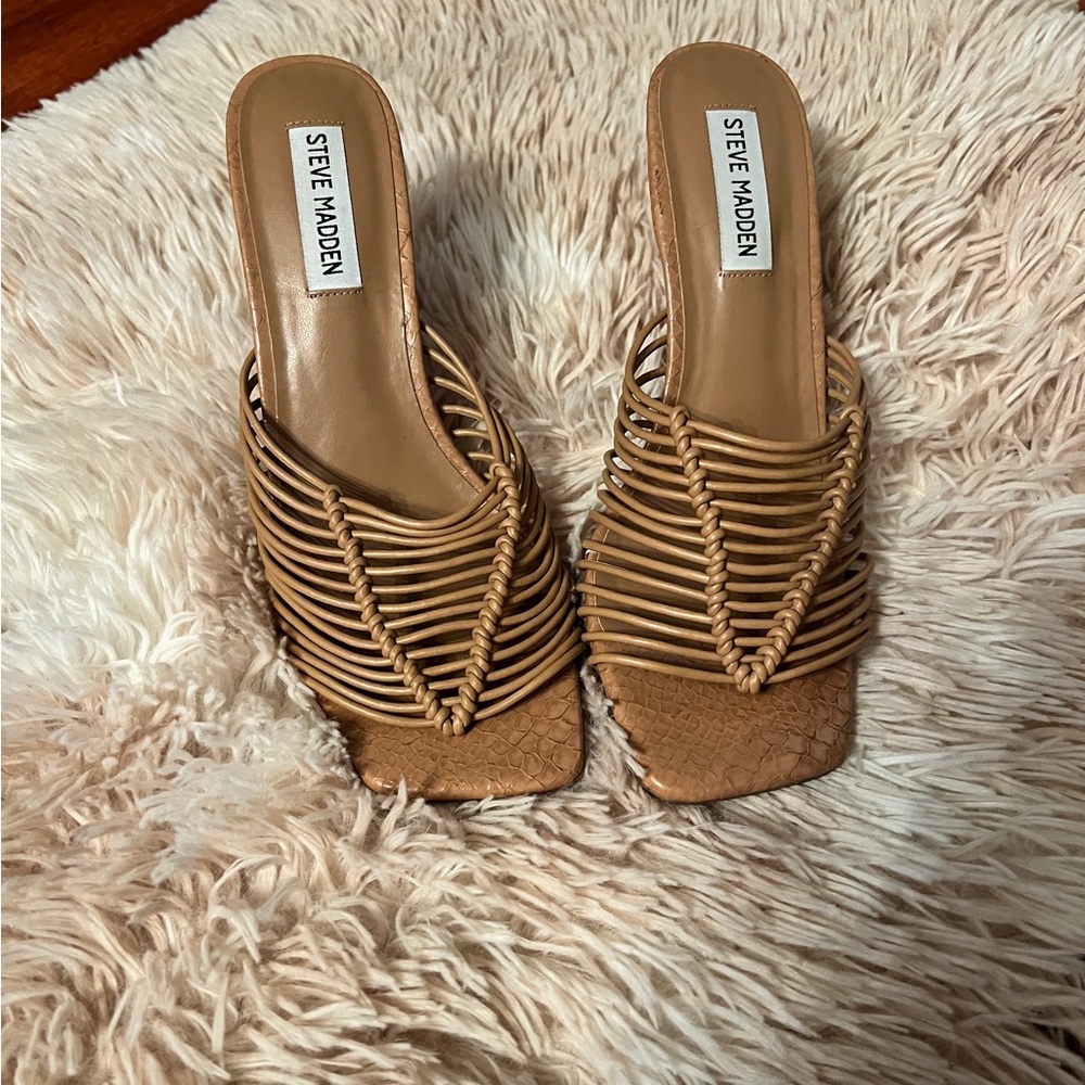Steve Madden Brown Strappy Mules
